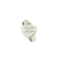 Anello in argento 925 con charm cuore grande  pendente personalizzabile